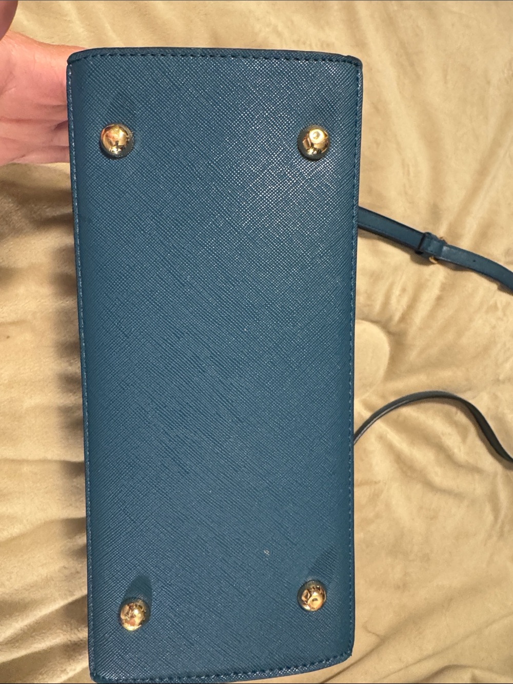 Dune of London Blue and Brown Structured Top-Handle Crossbody Bag - Picture 3 of 9